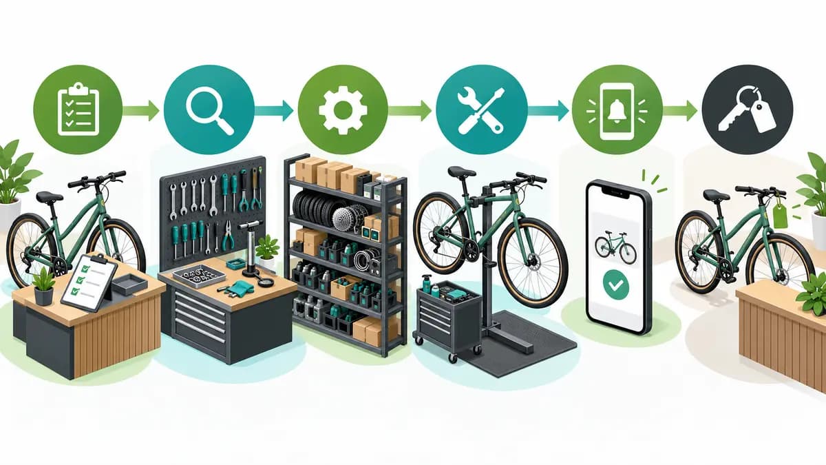自転車修理の受付から受取までの業務フロー