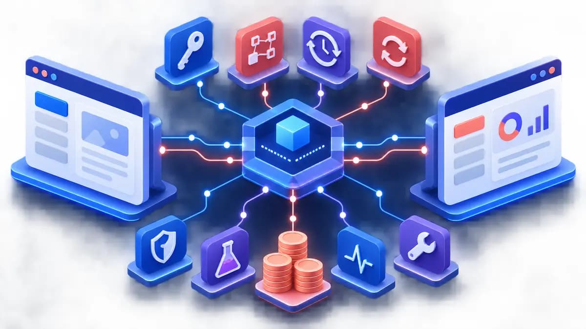 API連携費用を左右する認証、データ変換、同期、エラー復旧、監視、保守の構成図